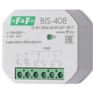 Реле импульсное BIS-408 16А 1NO IP20 100-265В AC установка в монтажную коробку d60мм F&F EA01.005.008
