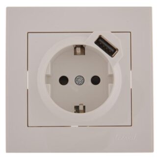 Розетка 1-м СП Rain 16А с заземл. + USB разъем бел. LEZARD 703-0202-181