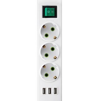 Колодка 3-м с заземл. Letitia с выкл. с USB разъемом LEZARD 721-0300-302U