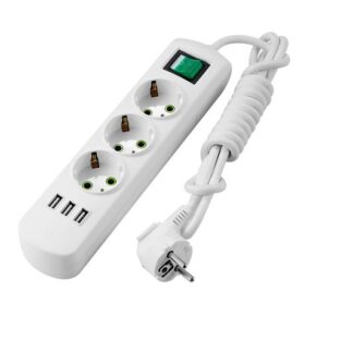 Удлинитель 3х2м с заземл. Letitia USB с выкл. LEZARD 721-0302-302U