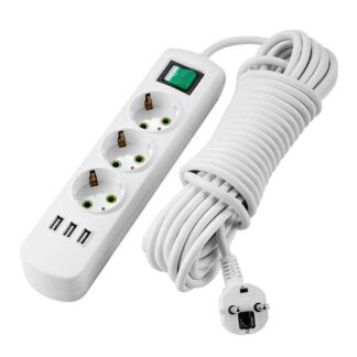 Удлинитель 3х5м с заземл. Letitia USB с выкл. LEZARD 721-0305-302U