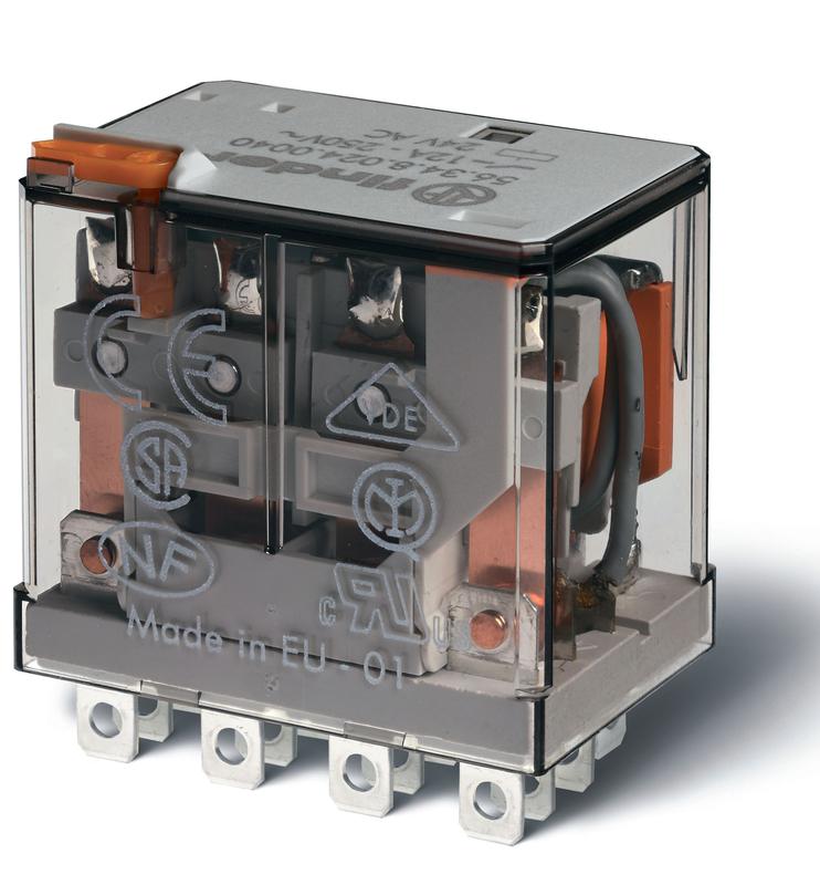 Реле миниатюрное силовое электромеханич. монтаж в розетку или наконечники Faston (4.8х0.5мм) 4CO 12А AgNi 12В AC RTI ...