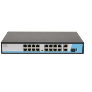 Коммутатор неуправляемый 16PoE(802.3af) порта 10/100Мбит/с до 250м cat6 2х1000Mбит/с+1хSFP 300Вт NIKOMAX GL-SW-F005-16P