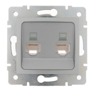 Розетка компьютерная + телефонная 2-м СП Karina RJ45 + RJ11 механизм матов. серебр. LEZARD 707-4388-143