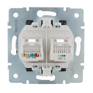 Розетка компьютерная + телефонная 2-м СП Karina RJ45 + RJ11 механизм черн. бархат LEZARD 707-4288-143