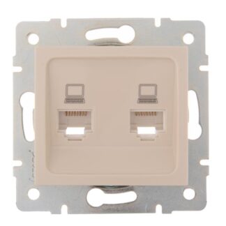 Розетка компьютерная 2-м СП Karina RJ45 механизм крем. LEZARD 707-0388-141