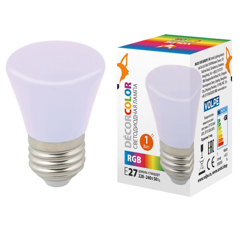 Лампа светодиодная LED-D45-1W/RGB/E27/FR/С BELL Колокольчик 1Вт матовая RGB E27 декоративная (упак. картон) Volpe UL-...