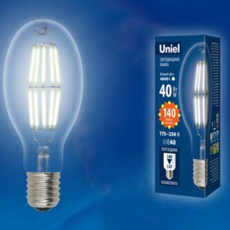 Лампа светодиодная LED-ED90-40W/DW/E40/CL GLP05TR колба прозр. свет дневной бел. 6500К упак. картон. Uniel UL-00003763