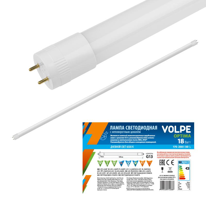 Лампа светодиодная Optima LED-T8-24W/DW/G13/FR/FIX/O 24Вт матовая 6500К холод. бел. G13 неповорот. (упак. рукав) Volp...