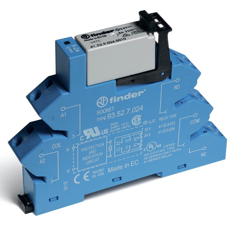 Модуль интерфейсный (сборка 41.52.9.024.0010 + 93.52.0.024) электромеханич. реле 2CO 8А AgNi 24В AC/DC IP20 безвинт. ...