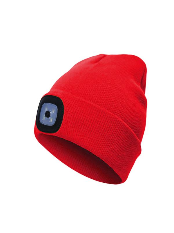 Шапка с фонариком 215х205х5 красн. (фонарь 68х40х23мм снимается и крепится в другое место; аккум. 3.7В/300мА.ч) 3 реж...