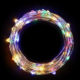 Гирлянда светодиодная "Разноцветные нити" 1.5м 30LED мультиколор в виде капель элементы питания 3хAA (не в компл.) КО...