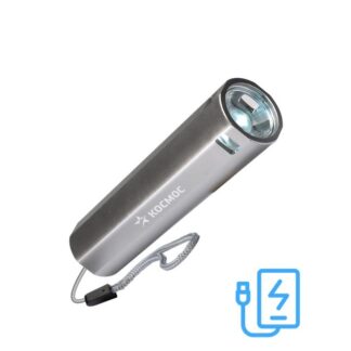 Фонарь аккумуляторный ручной LED 1Вт линза аккум. Li-ion 18650 1.2А.ч Power-bank USB-шнур ABS-пластик КОСМОС KOS116Lit