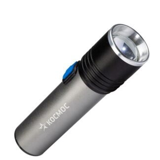 Фонарь аккумуляторный ручной LED 3Вт линза зум аккум. Li-ion 18650 1.2А.ч USB-шнур анодир. алюм. КОСМОС KOS111Lit