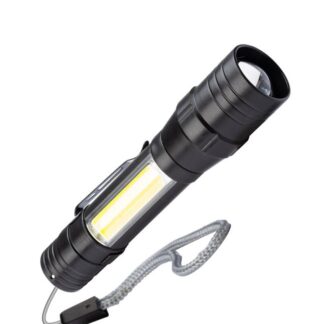 Фонарь аккумуляторный ручной LED 1Вт + COB 5Вт линза зум аккум. Li-ion 18650 1А.ч USB-шнур ABS-пластик КОСМОС KOS113Lit