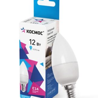 Лампа светодиодная 12Вт свеча 4500К бел. E14 1070лм 174-265В КОСМОС LkecLED12wCNE1445