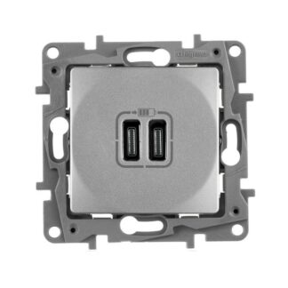 Устройство зарядное Etika с 2-мя USB разъемами C и C 240В/5В 3000мА алюм. IEK 672435