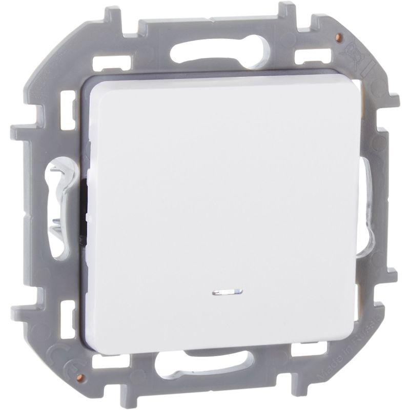 Выключатель 1-кл. Inspiria 10А IP20 250В 10AX с подсветкой/индикацией механизм бел. IEK 673610