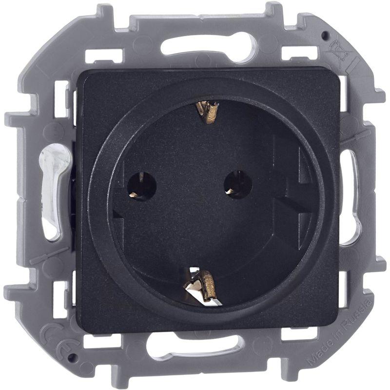 Розетка 1-м СП Inspiria 16А IP20 250В 2P+E немецк. стандарт механизм антрацит IEK 673723