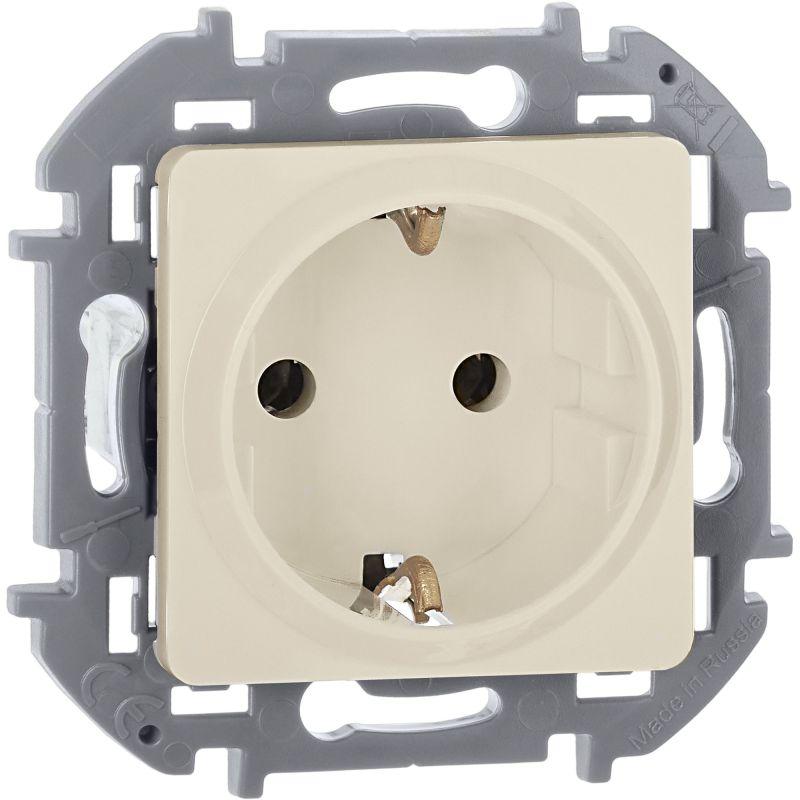 Розетка 1-м СП Inspiria 16А IP20 250В 2P+E защ. шторки немецк. стандарт механизм сл. кость IEK 673731