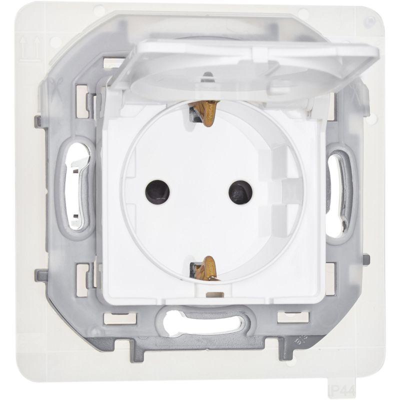 Розетка 1-м СП Inspiria 16А IP44 250В 2P+E защ. шторки с крышкой немецк. стандарт механизм бел. IEK 673740
