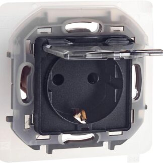 Розетка 1-м СП Inspiria 16А IP44 250В 2P+E защ. шторки с крышкой немецк. стандарт механизм антрацит IEK 673743