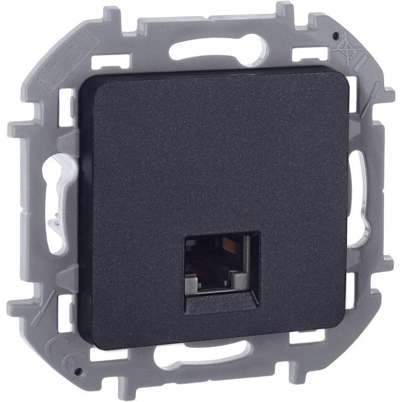 Розетка компьютерная Inspiria RJ45 кат.6 UTP механизм антрацит IEK 673833