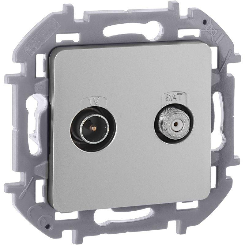 Розетка телевизионная TV/SAT Inspiria с топологией "звезда" механизм алюм. IEK 673882