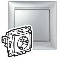 Розетка 1-м СП Valena 16А IP20 2P+E с заземл. немецк. стандарт механизм алюм. (DIY-упак.) IEK 694342