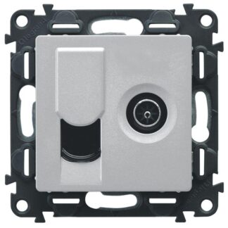 Панель лицевая Valena Life для розетки компьютерной + TV 2-м RJ45 + TV алюм. Leg 754832