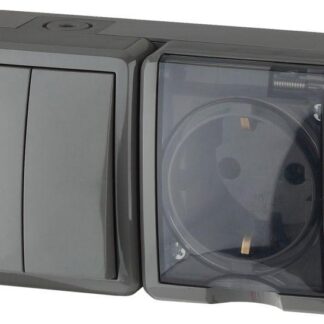 Блок ОП розетка+выключатель 2-кл. 11-7402-03 16АХ(10AX)-250В IP54 Эксперт сер. ЭРА Б0020736