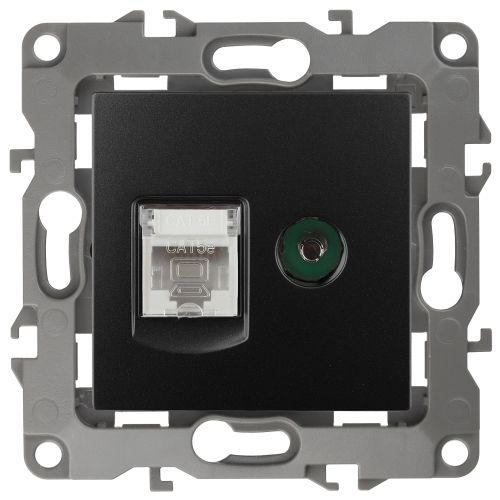 Розетка компьютерная + телевизионная Эра12 12-3110-05 RJ45 + TV IP20 антрацит Эра Б0027445