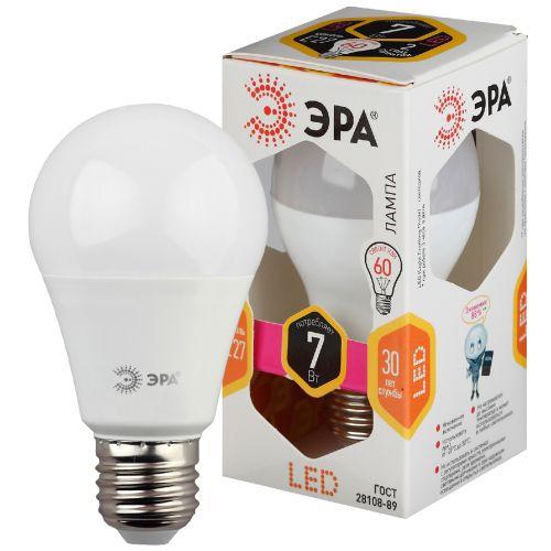 Лампа светодиодная A60-7w-827-E27 грушевидная 560лм ЭРА Б0029819