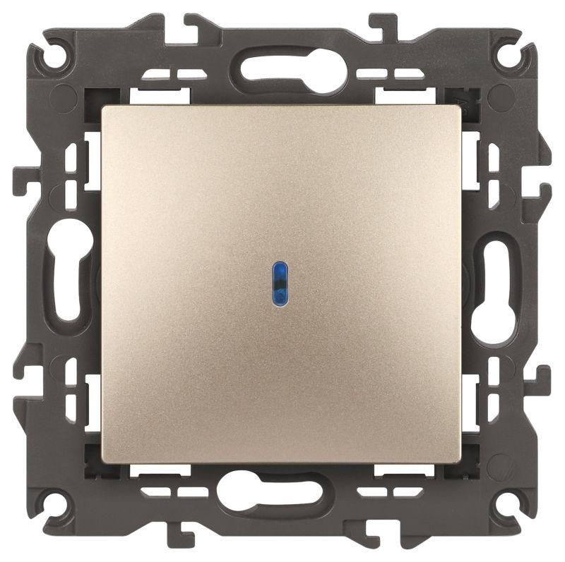 Выключатель 1-кл. СП Elegance 14-1102-04 10А IP20 250В 10AX с подсветкой механизм шампань Эра Б0034218