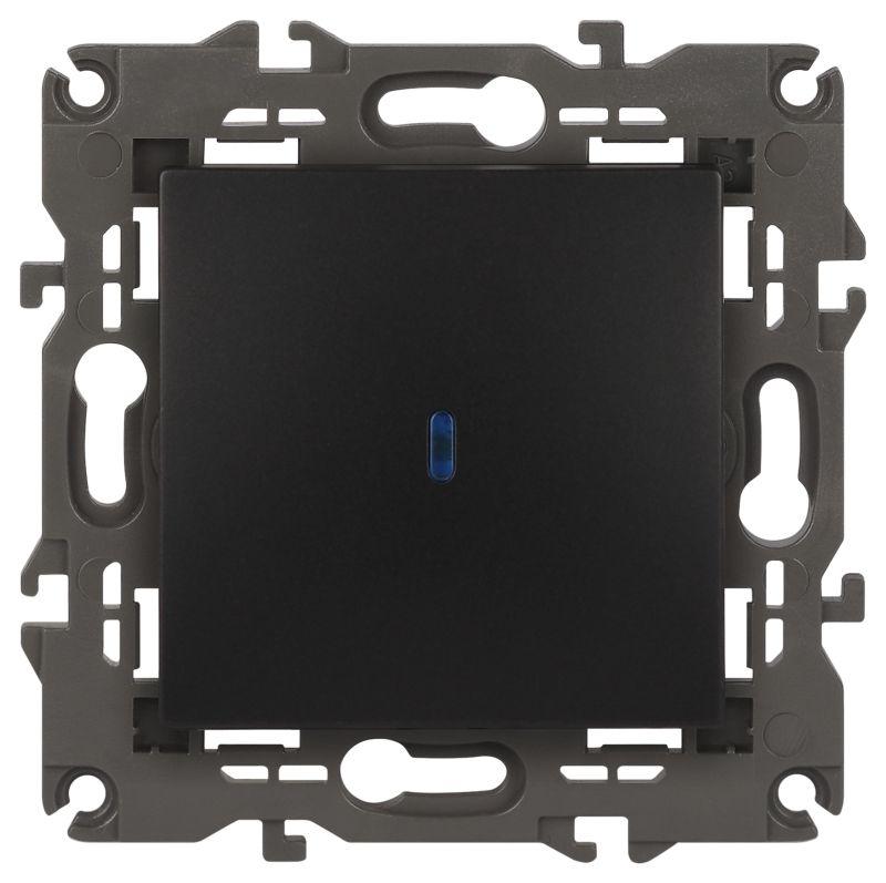 Выключатель 1-кл. СП Elegance 14-1102-05 10А IP20 250В 10AX с подсветкой механизм антрацит Эра Б0034219