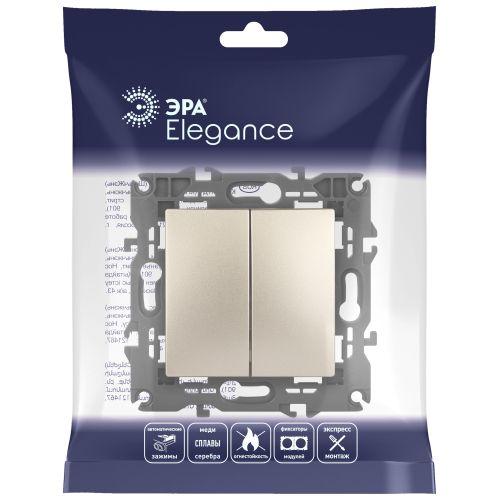 Выключатель 2-кл. СП Elegance 14-1104-04 10А IP20 250В 10AX механизм шампань Эра Б0034233