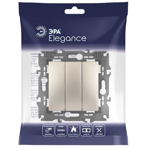 Выключатель 3-кл. СП Elegance 14-1107-04 10А IP20 250В 10AX механизм шампань Эра Б0034253