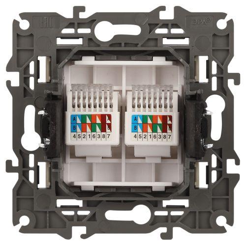 Розетка компьютерная 2-м Elegance 14-3108-02 RJ45 IP20 механизм сл. кость Эра Б0034309