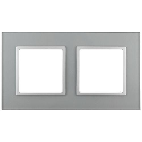Рамка 2-м 14-5102-03 стекло Elegance алюм.+алюм. ЭРА Б0034490