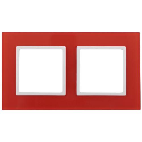Рамка 2-м 14-5102-23 стекло Elegance красный+бел. ЭРА Б0034496