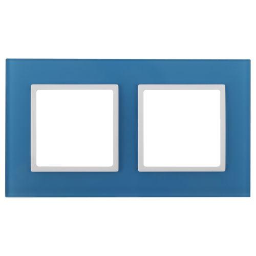 Рамка 2-м 14-5102-28 стекло Elegance голуб.+бел. ЭРА Б0034500