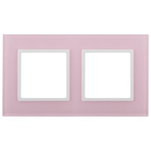 Рамка 2-м 14-5102-30 стекло Elegance роз.+бел. ЭРА Б0034502