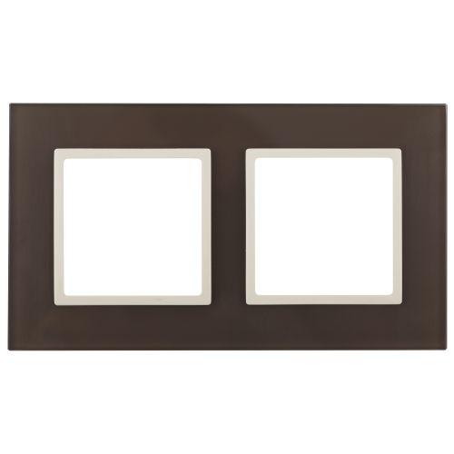 Рамка 2-м 14-5102-31 стекло Elegance мокко+сл. кость ЭРА Б0034503