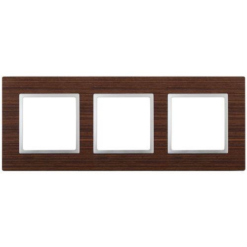 Рамка 3-м 14-5303-10 дерево Elegance венге+алюм ЭРА Б0034581