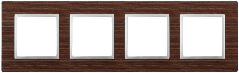 Рамка 4-м 14-5304-10 дерево Elegance венге+алюм ЭРА Б0034587