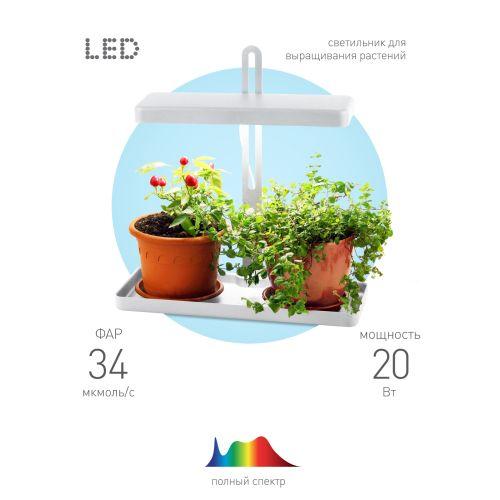Светильник для растений FITO-20W-QLED-W 20Вт 220-240В 3500К IP40 +1град. до +35град. С 30000ч настол. ЭРА Б0039034