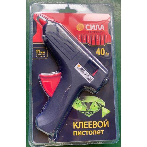 Термопистолет клеевой SGG40-01 40Вт под стержень 11мм (в комл. 11ммх7см 2ш) СИЛА Б0046683