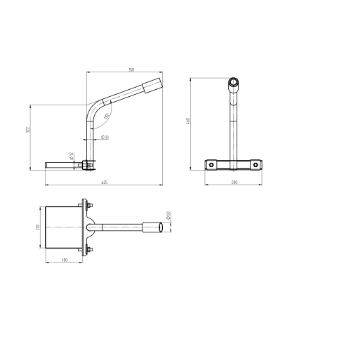 Кронштейн для уличного светильника SPP-AC3-0-350-060 на опору с 1 хомутом 625х460х280 d60мм Эра Б0047654