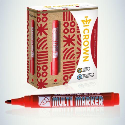 Маркер перманентный "Multi Marker" 3мм пулевидный крас. Crown Б0048241
