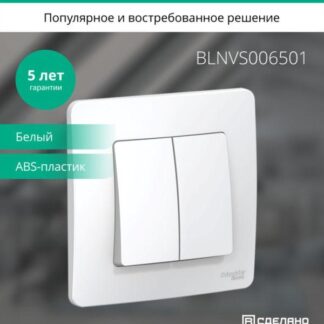 Выключатель 2-кл. СП Blanca 6А IP20 (сх. 5) 250В бел. SE BLNVS006501